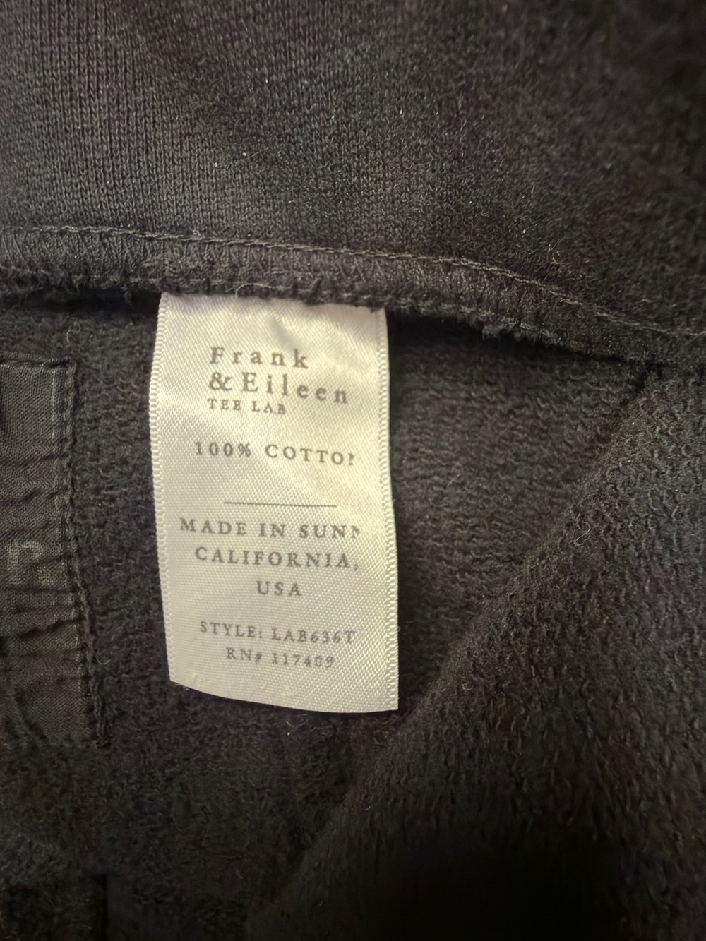 FRANK & EILEEN EAMON TRIPLE FLEECE JOGGER BLACK SIZE S RELAXED COTTON CLASSIC - Picture 7 of 10